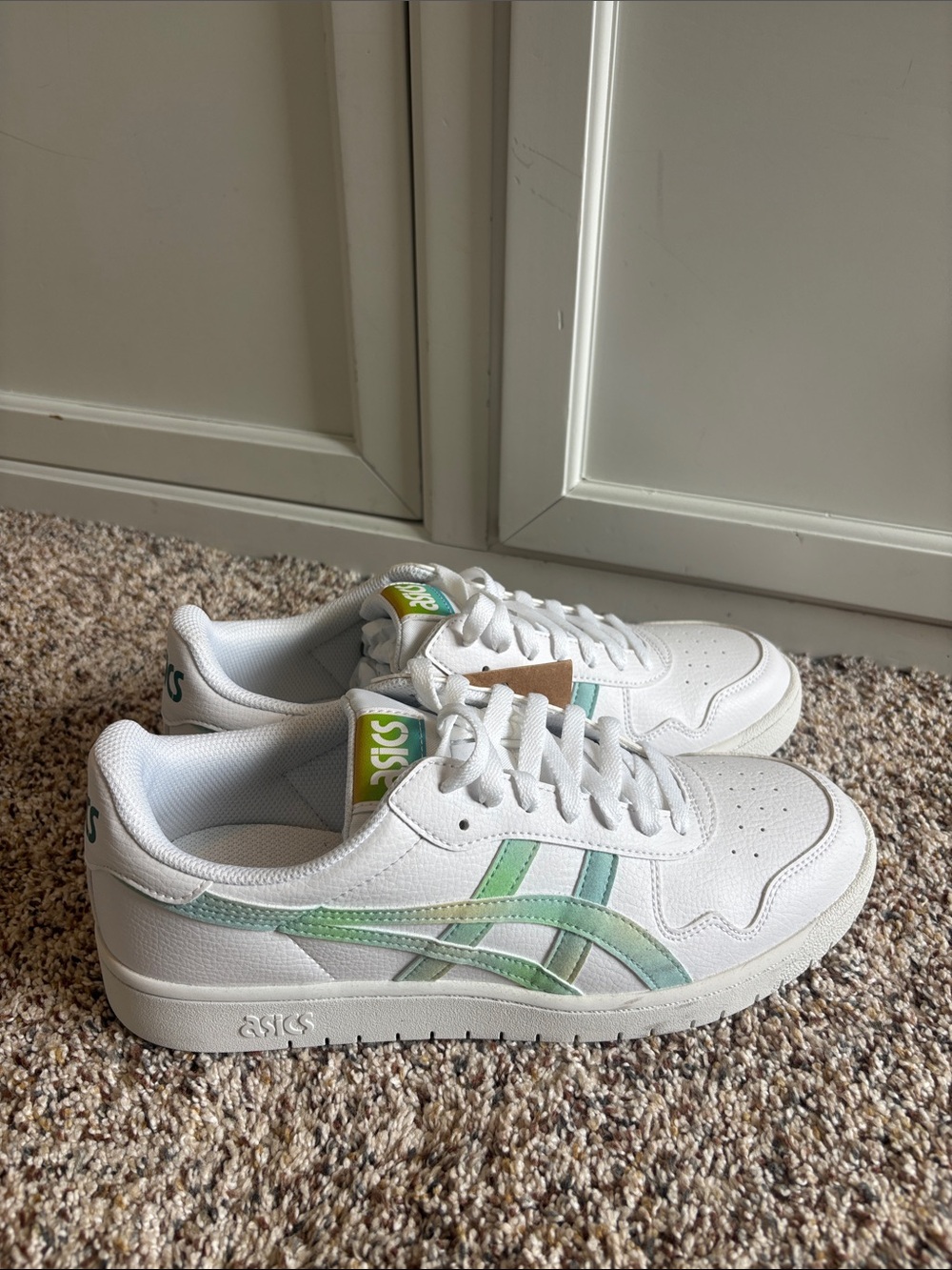 ASICS White Sneakers with Mint Green Stripes - Ortholite